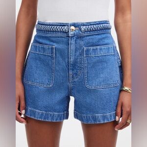 Lisa Says Gah Blue Jean Shorts with Braided Detail